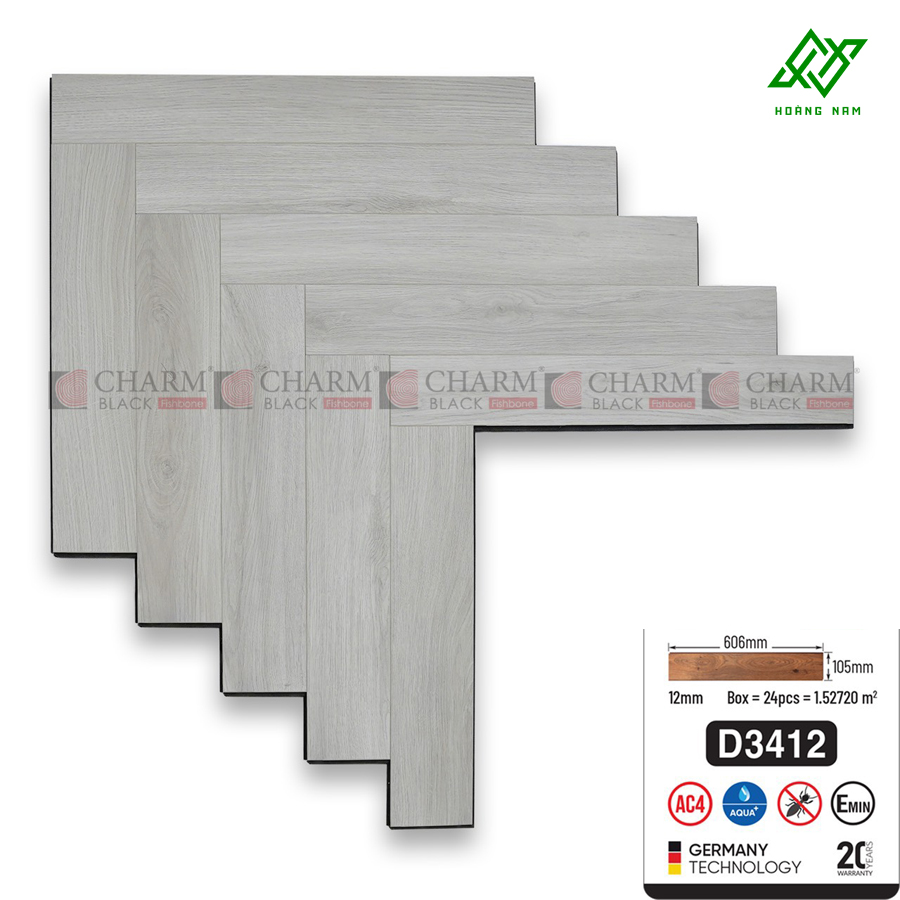 Sàn Gỗ Xương Cá Charm Black D3412