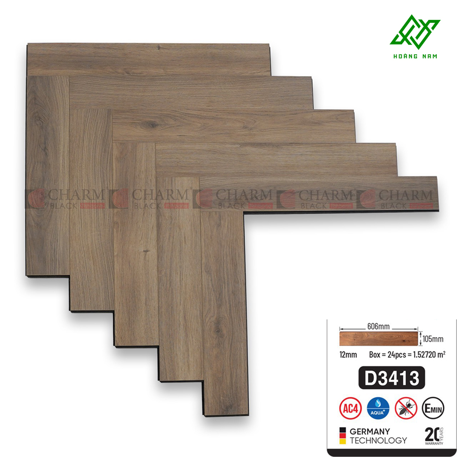 Sàn Gỗ Xương Cá Charm Black D3413