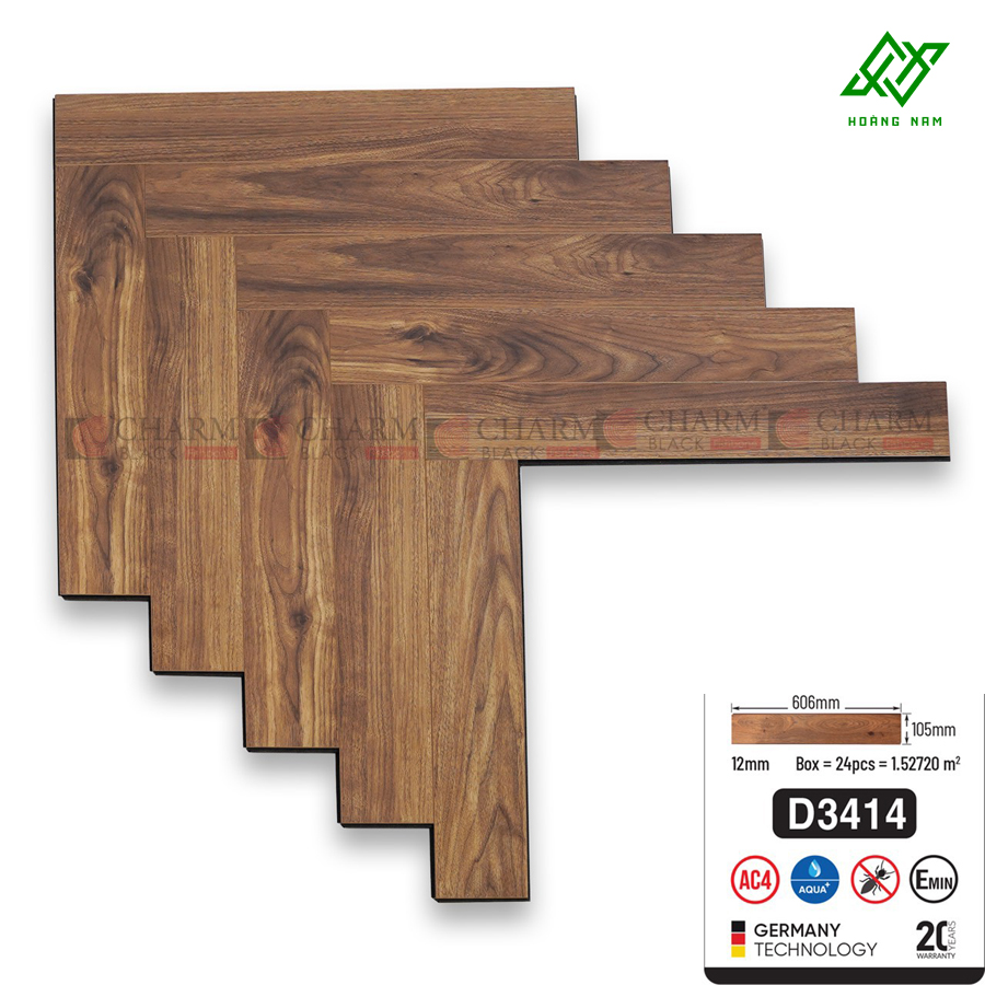 Sàn Gỗ Xương Cá Charm Black D3414