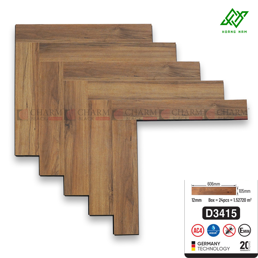 Sàn Gỗ Xương Cá Charm Black D3415